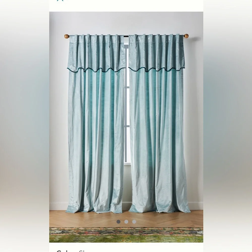 NEW  Adelina Velvet Valance Curtains. ( 2/ 50” x108”)